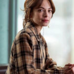 Kristin-Kreuk-Murder-in-a-Small-2024-Plaid-Coat-On-Sale