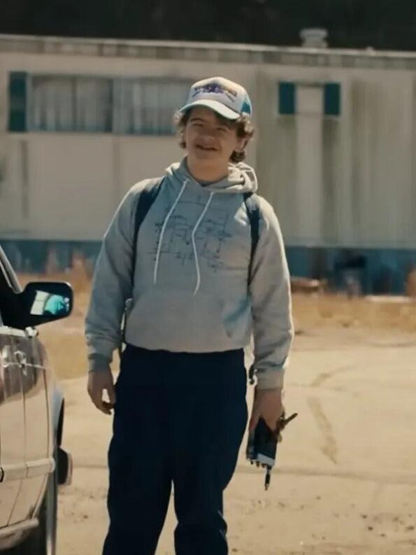 Gaten Matarazzo Grey Hoodie Stranger Things Season 4 - PINESMAX