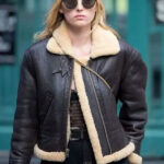 Swedish-Model-Elsa-Hosk-Shearling-Brown-B3-Leather-Jacket