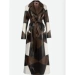 Nina-Dobrev-Patchwork-Leather-Trench-Coat