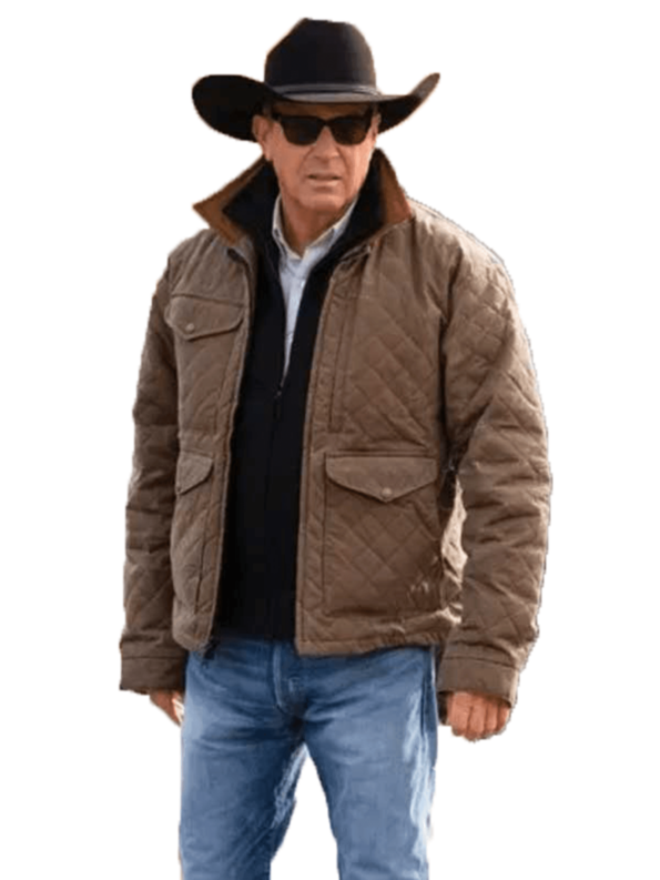 Men Kevin Costner Quilted Jacket Yellowstone Season 4 | John Dutton Yellowstone Jacket - PINESMAX
