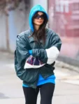 Emily-Ratajkowski-NYC-Oversized-Green-Leather-Jacket