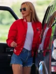 Bella-Hadid-2025-Red-Bomber-Jacket